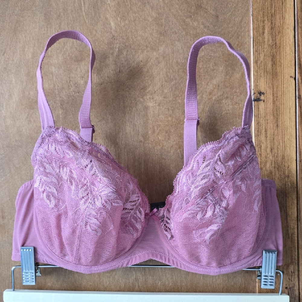 Delicate Lace Underwire Bra in Dusty Rose